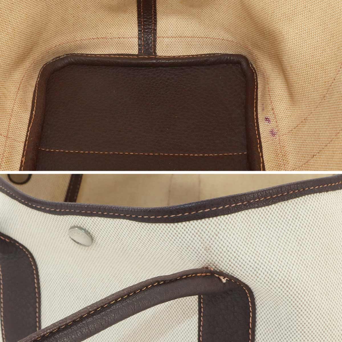 Garden Party PM Tote Bag Toile H Leather Natural Marron Purse