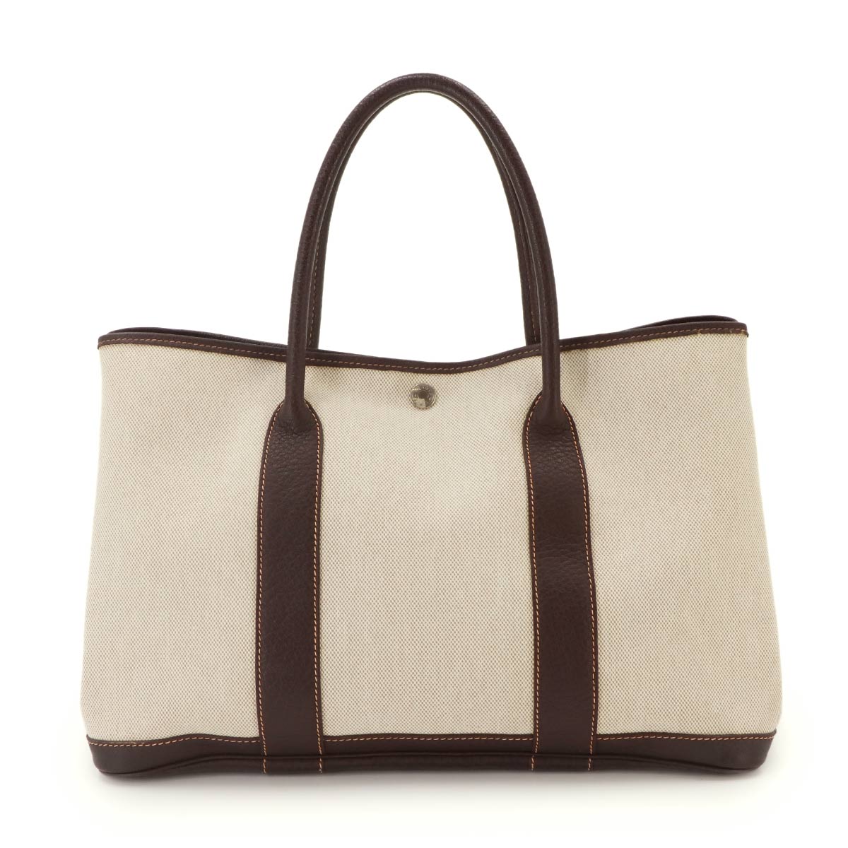 Garden Party PM Tote Bag Toile H Leather Natural Marron Purse
