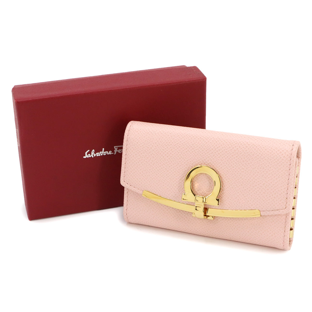 Gancini 6 Key Case Leather Pink