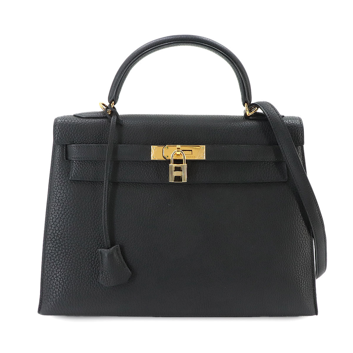 Kelly 32 Togo Black Hand Shoulder Bag Purse