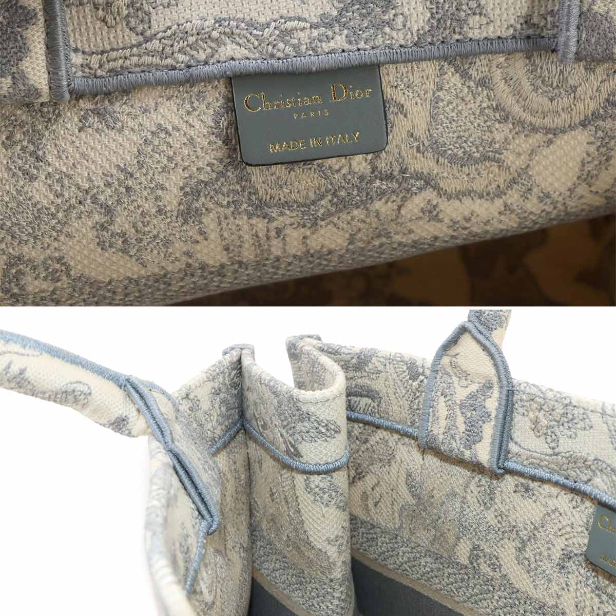 Toile de Jouy Book Tote Medium Bag Canvas Grey