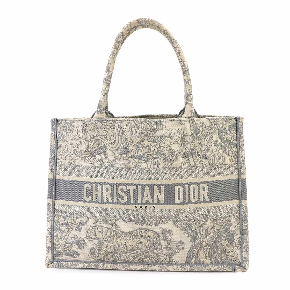 Toile de Jouy Book Tote Medium Bag Canvas Grey