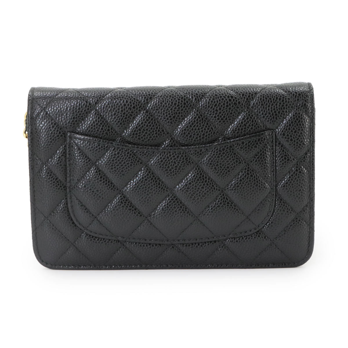 Matelasse Chain Wallet Leather Black A33814 Purse