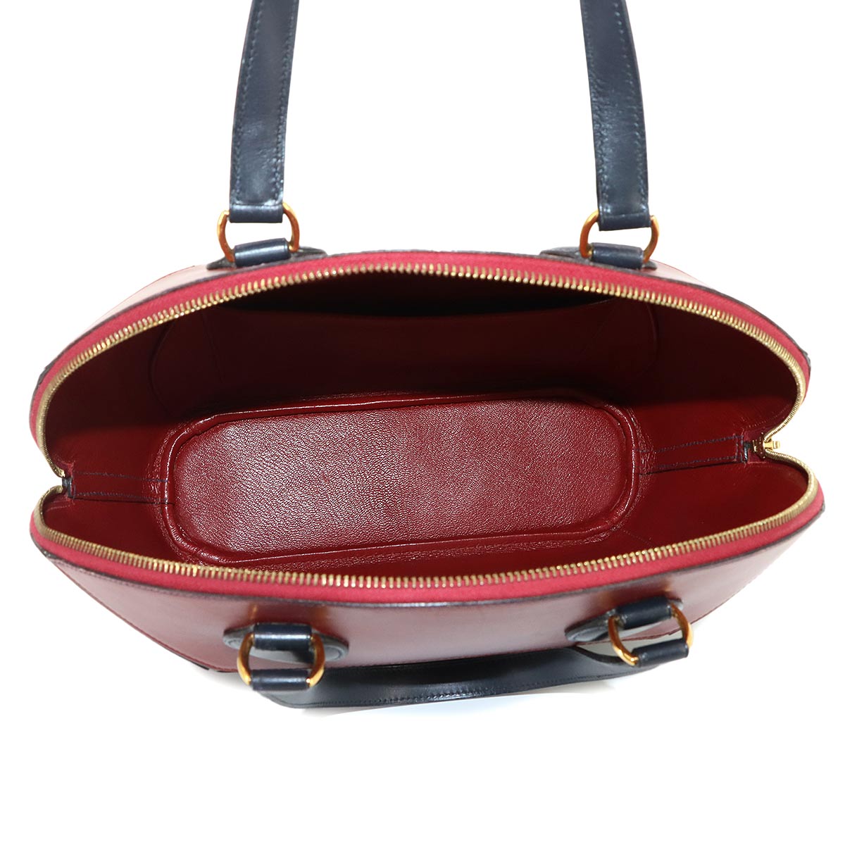 Ile de Shiki Hand Bag Box calf Rouge H Blue Indigo Green Vintage