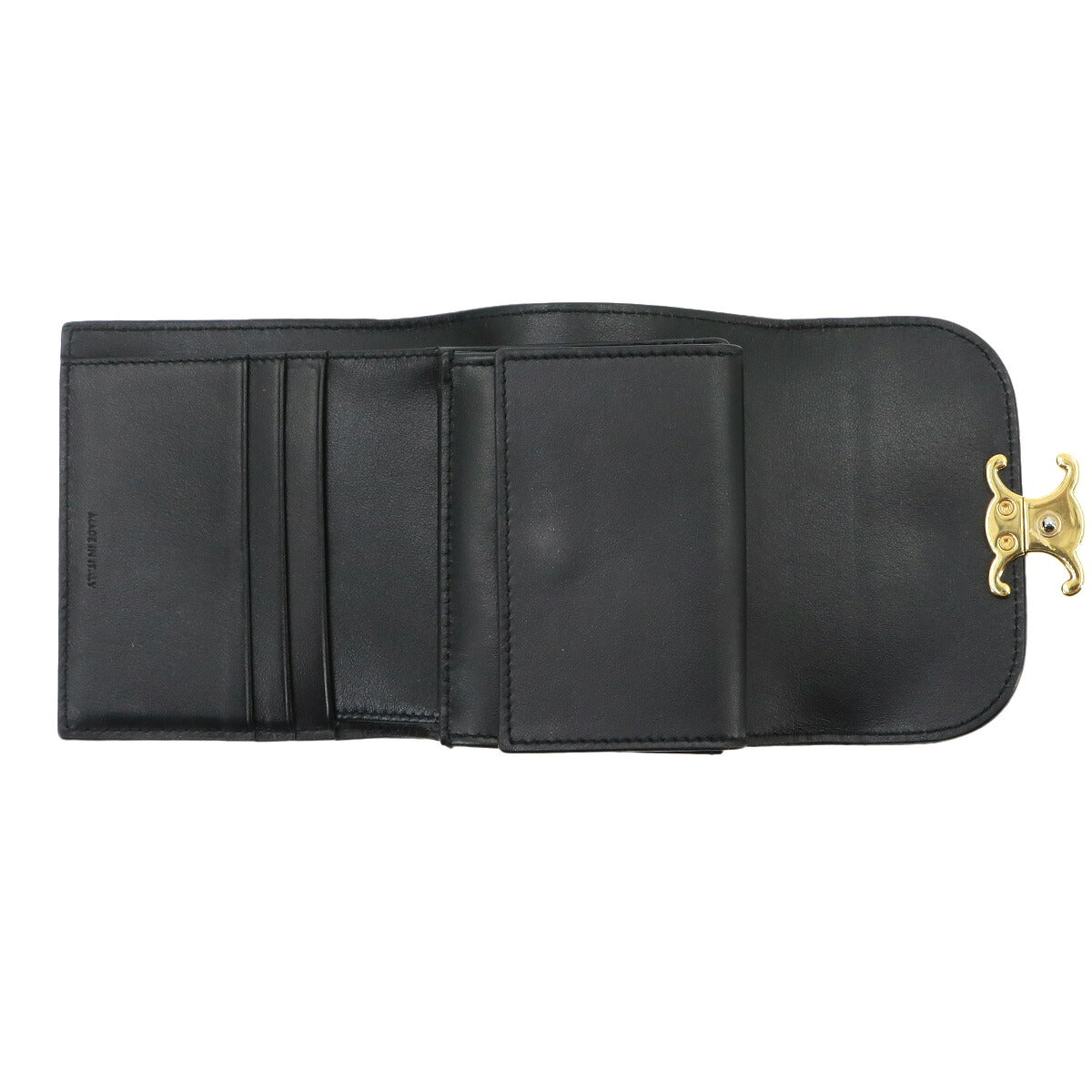 Triomphe Compact Wallet Leather Black 10D783DPV