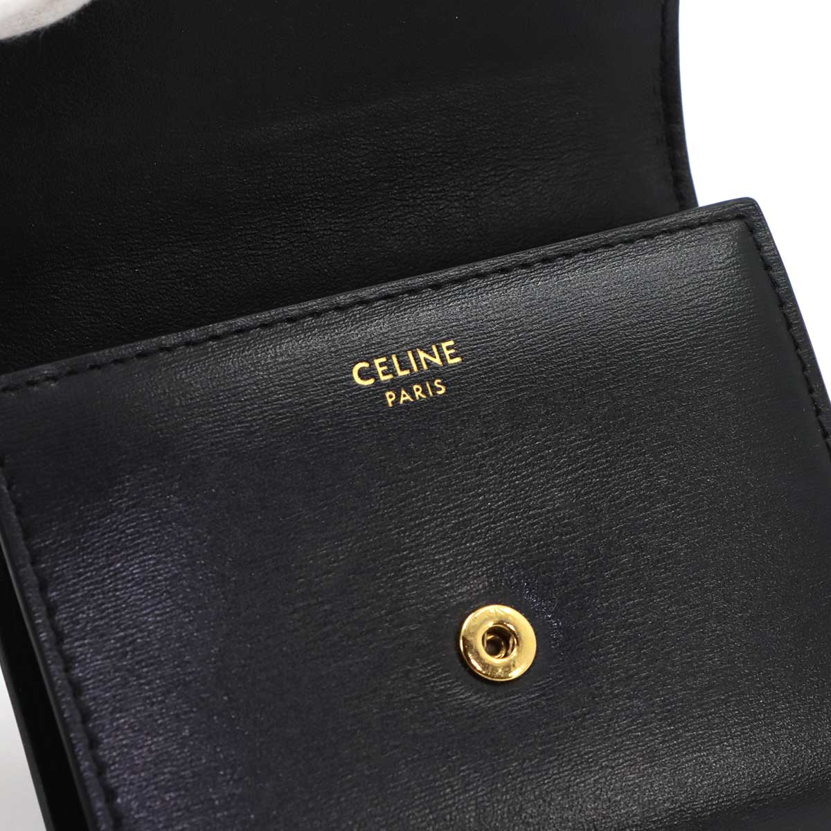 Triomphe Compact Wallet Leather Black 10D783DPV