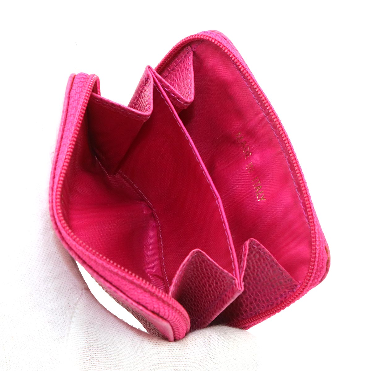 Coin Case Purse Leather Pink Coco Mark