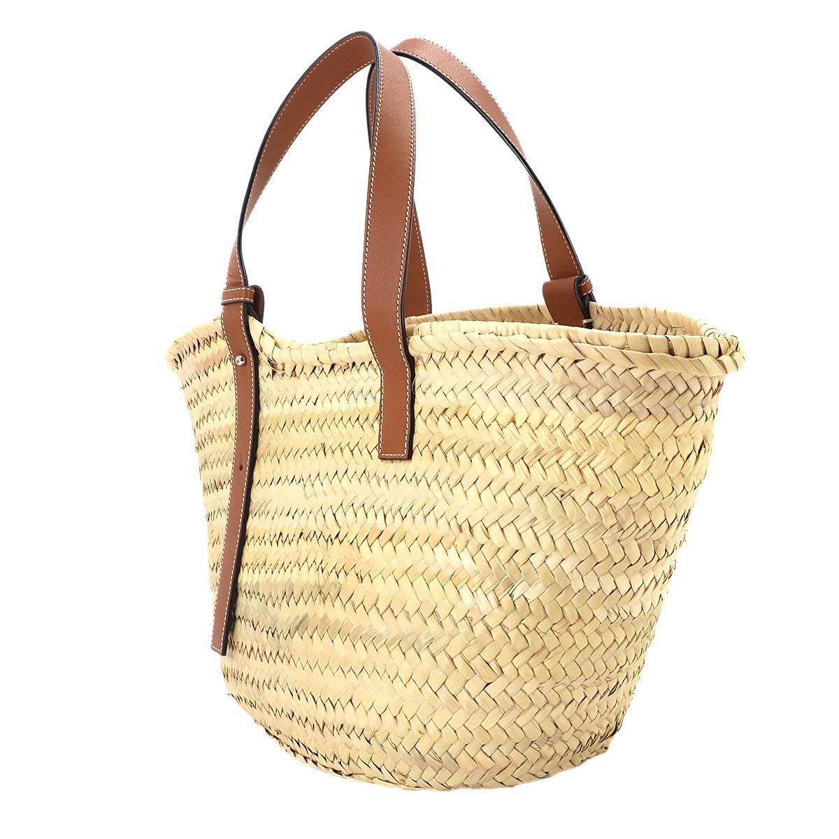 LOEWE Basket Bag Medium Palm leaf Leather Natural Tan Purse Brown