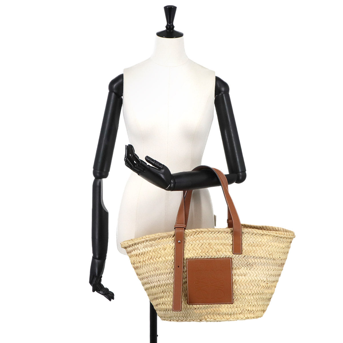 LOEWE Basket Bag Medium Palm leaf Leather Natural Tan Purse Brown