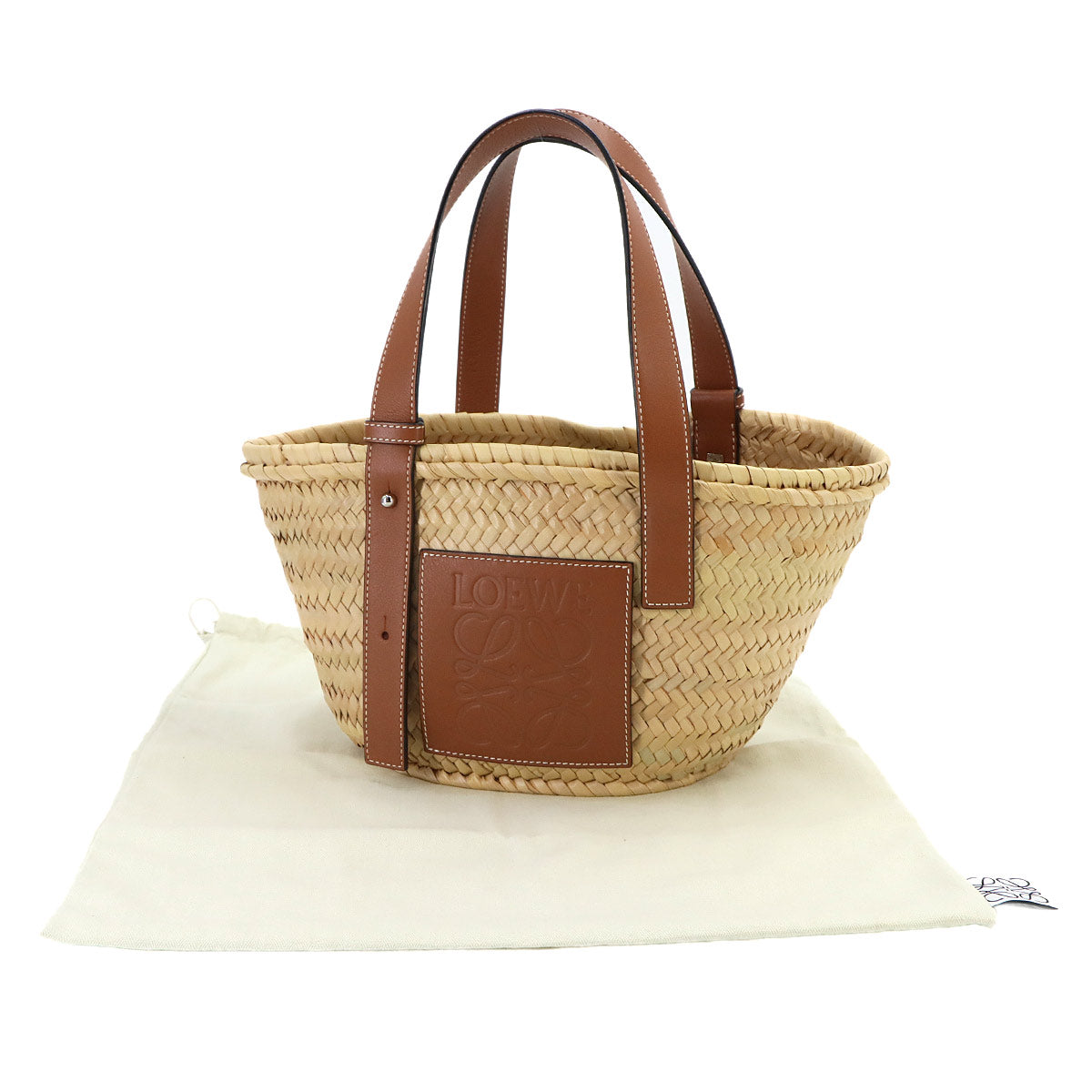 Basket Bag Small Palm Leaf Leather Natural Tan Purse Brown