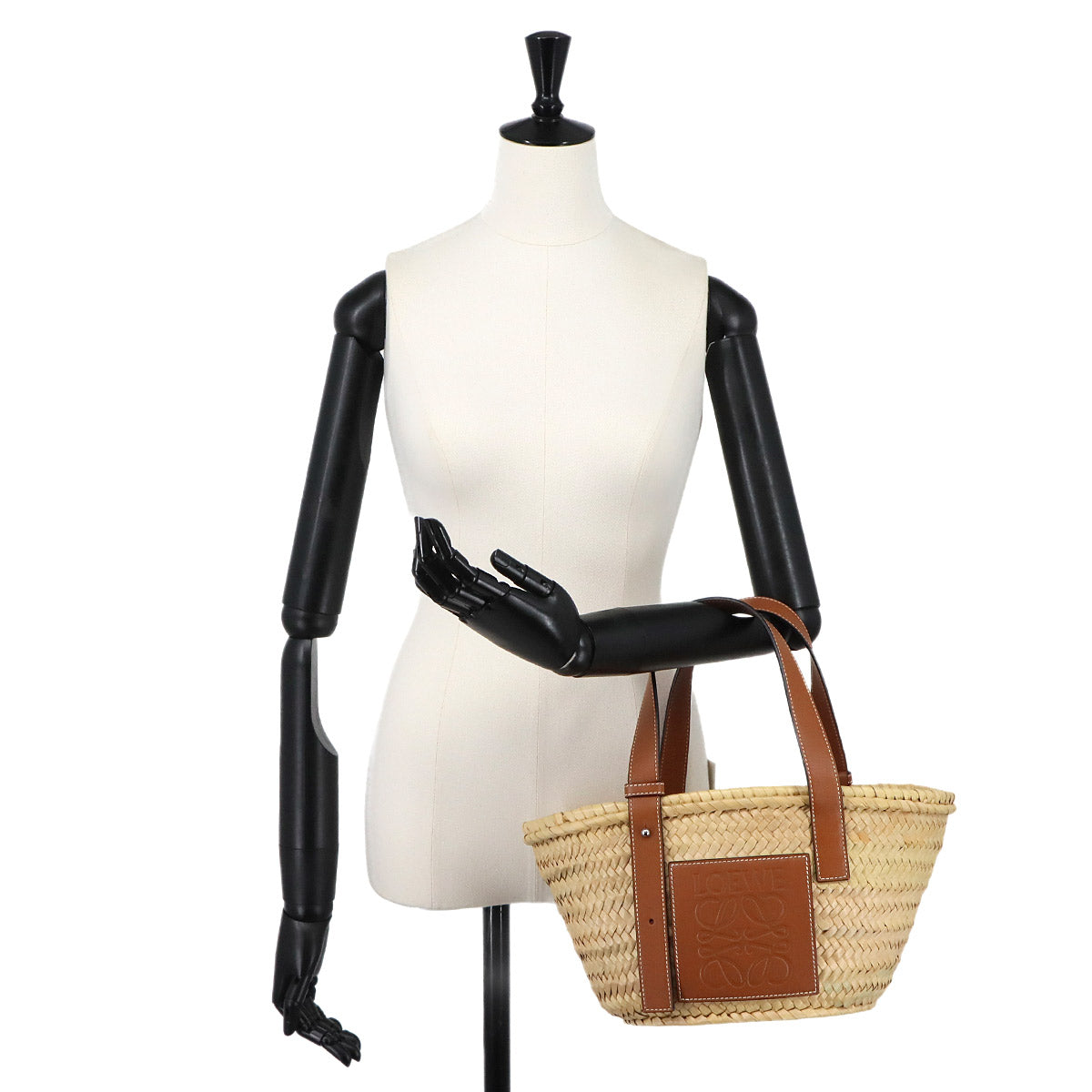 Basket Bag Small Palm Leaf Leather Natural Tan Purse Brown