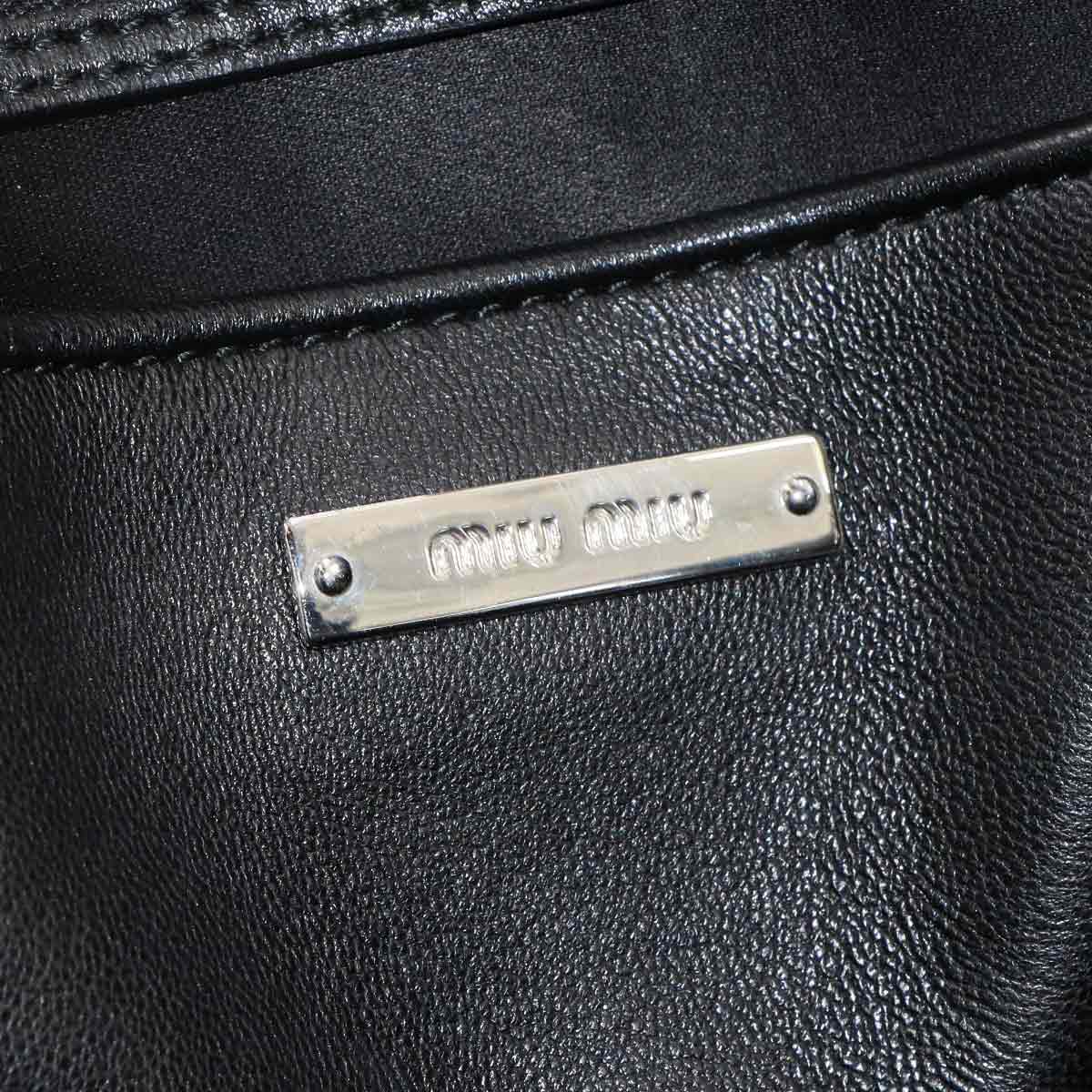 Matelasse Hand Chain Shoulder Bag Leather Black