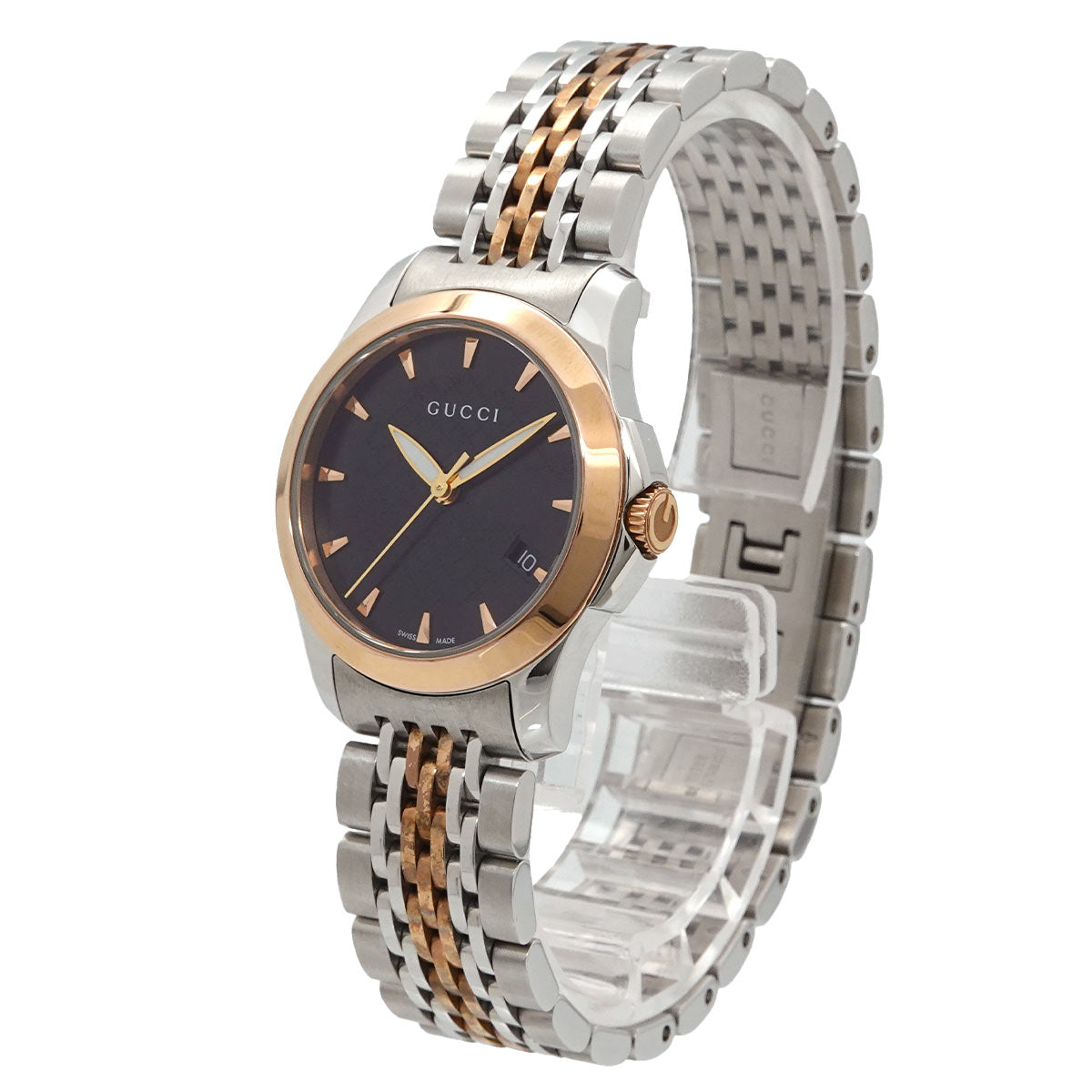 G Timeless 126.5 Quartz Date Black Dial Ladies Watch