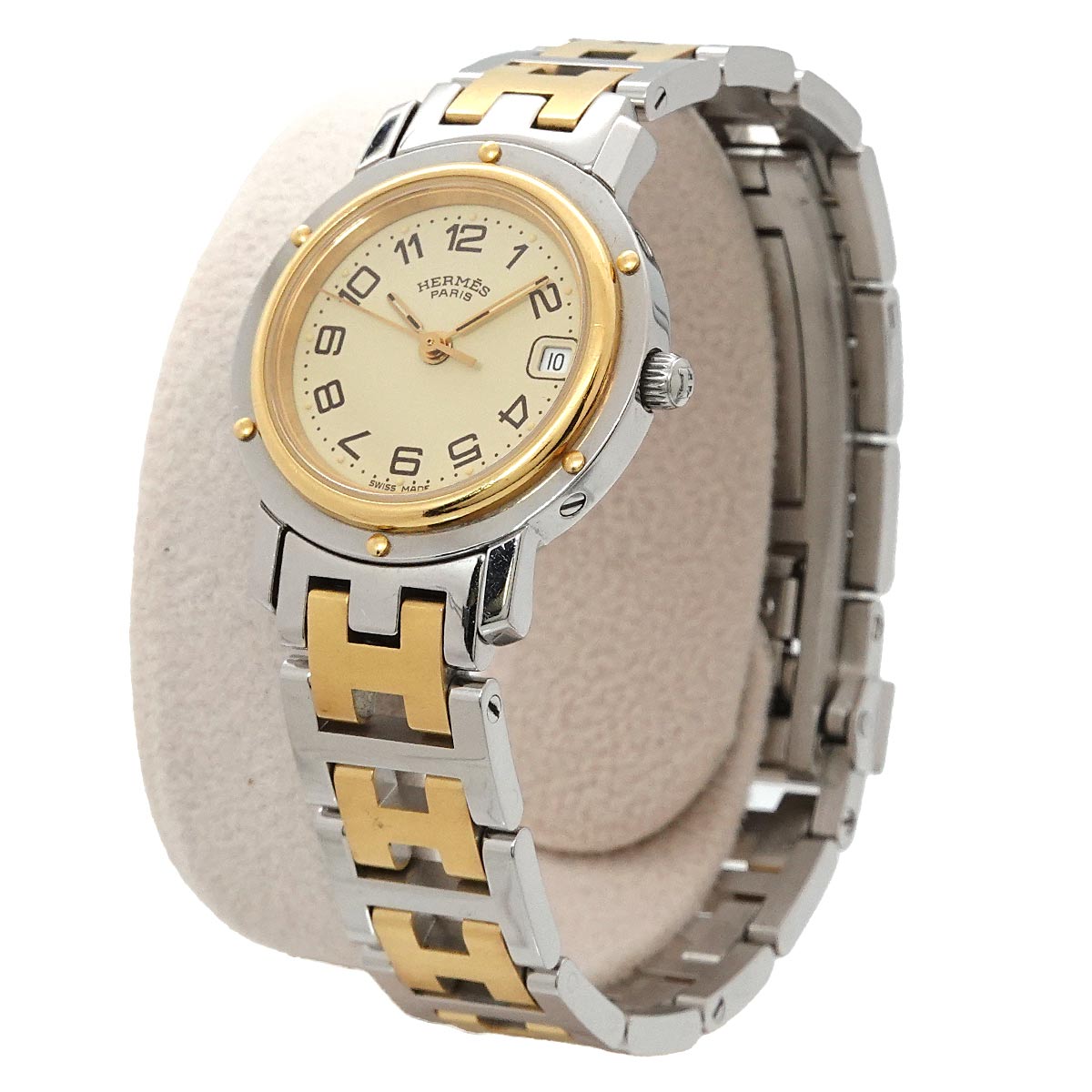 Clipper Two Tone CL4 220 Quartz Date cream Dial Ladies Watch