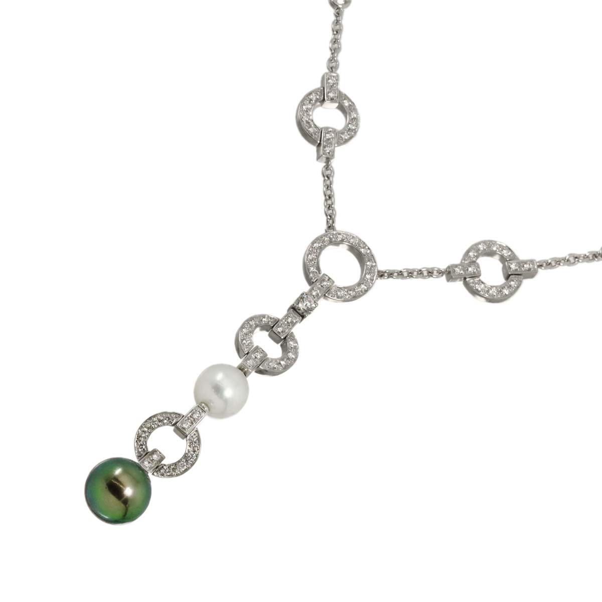 South Sea akoya pearl 12.0-9.7mm Diamond Pearl Necklace 18K WG 750