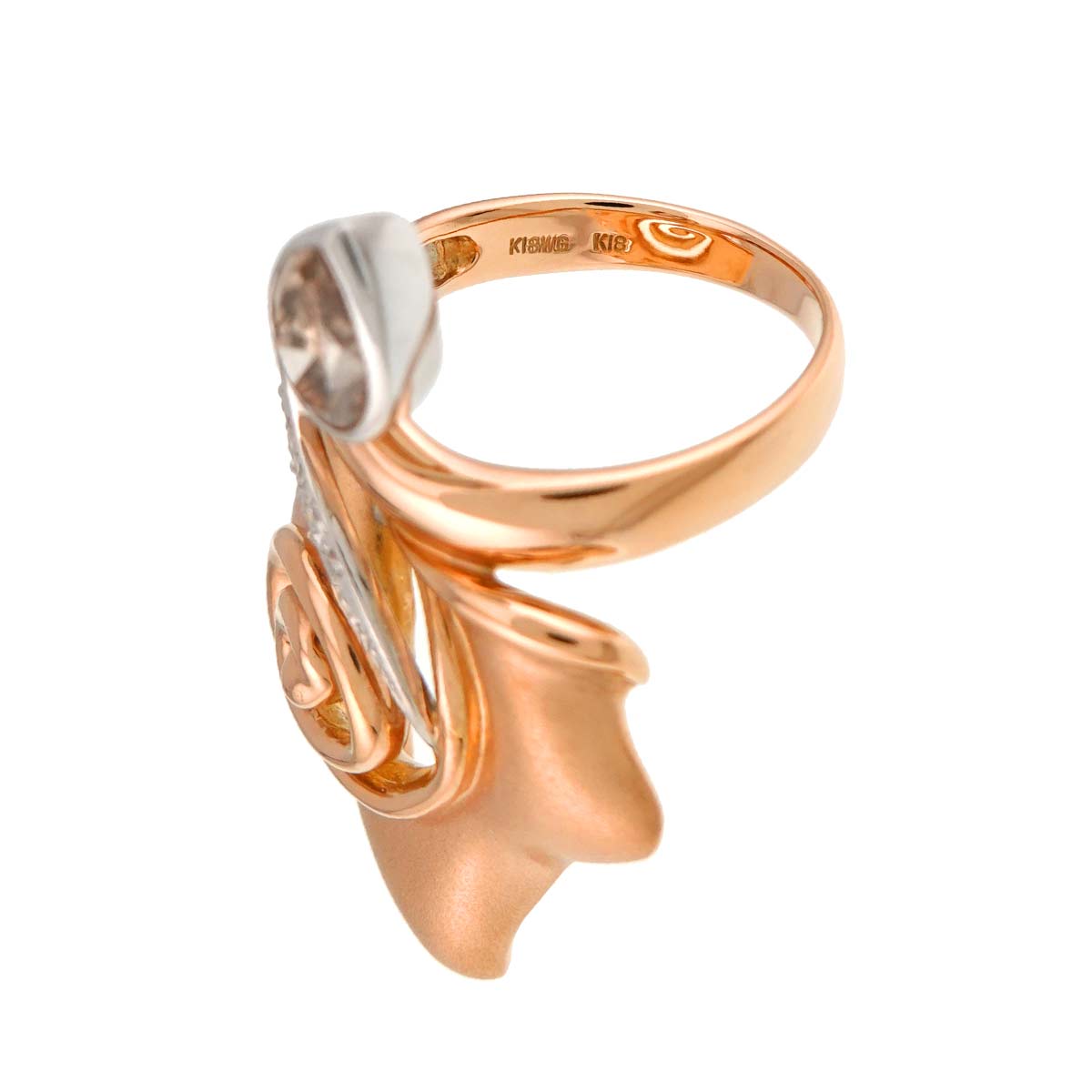 Diamond 1.022ct/0.10ct Ring 18K PG WG 750 Size6(US)