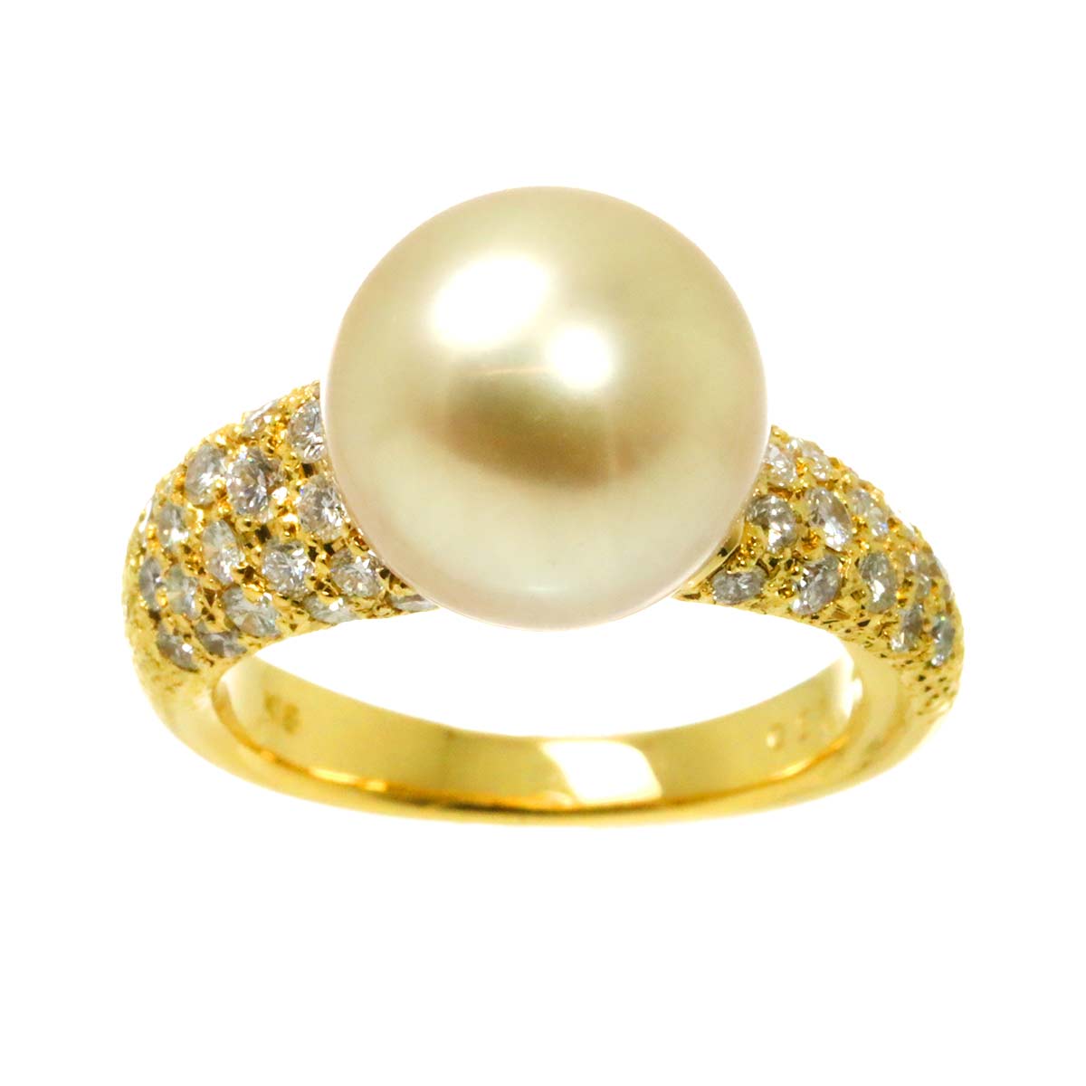 South Sea pearl 10.8mm Diamond 0.57ct Ring 18K K18 YG 750 5.25(US)