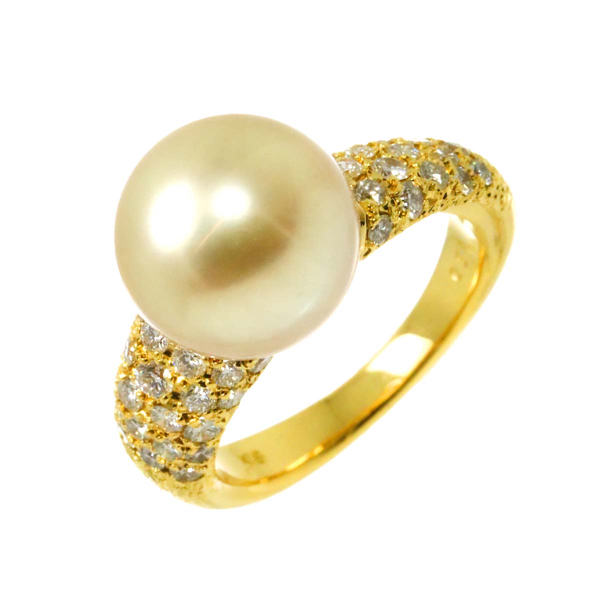 South Sea pearl 10.8mm Diamond 0.57ct Ring 18K K18 YG 750 5.25(US)