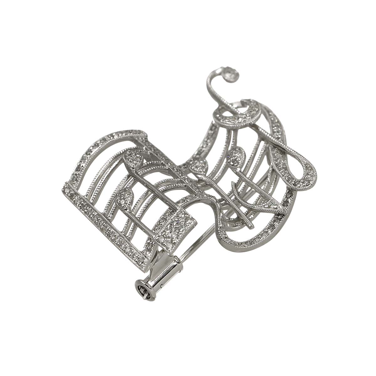 Diamond 0.43ct Brooch 18K WG White Gold 750