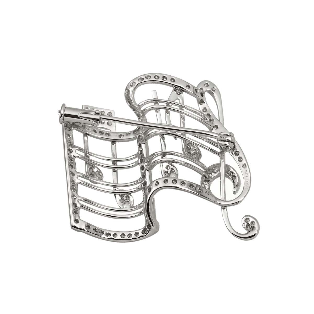 Diamond 0.43ct Brooch 18K WG White Gold 750