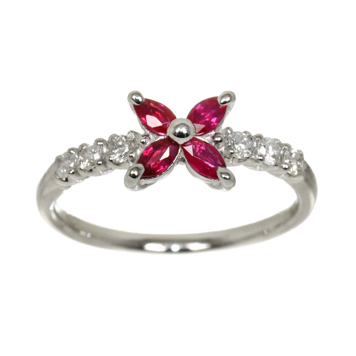Ruby 0.37ct Diamond 0.20ct Ring Pt Platinum size5.75-6(US)