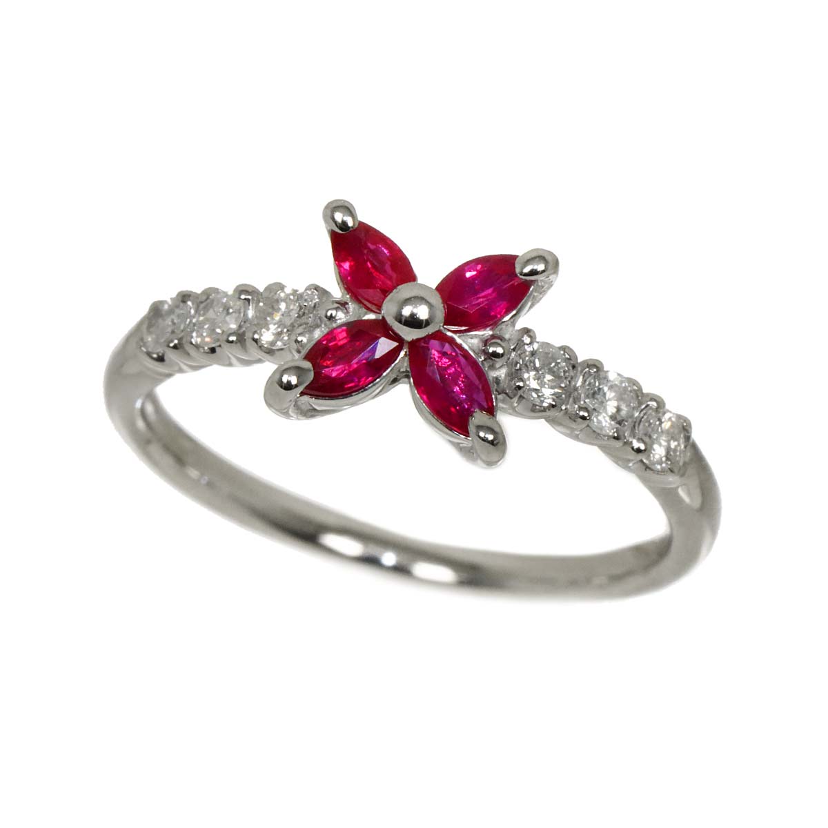 Ruby 0.37ct Diamond 0.20ct Ring Pt Platinum size5.75-6(US)