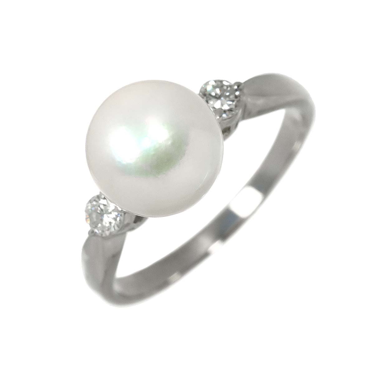 Akoya Pearl 9.1mm Diamond 0.21ct Ring Pt Platinum Size7.25(US)