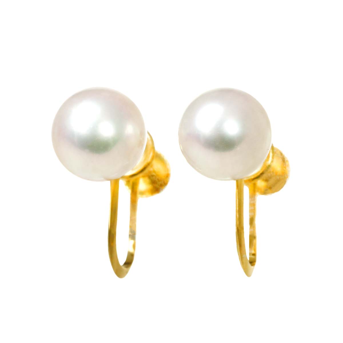 Akoya Pearl 7.0mm Earrings Clip on 18K YG 750