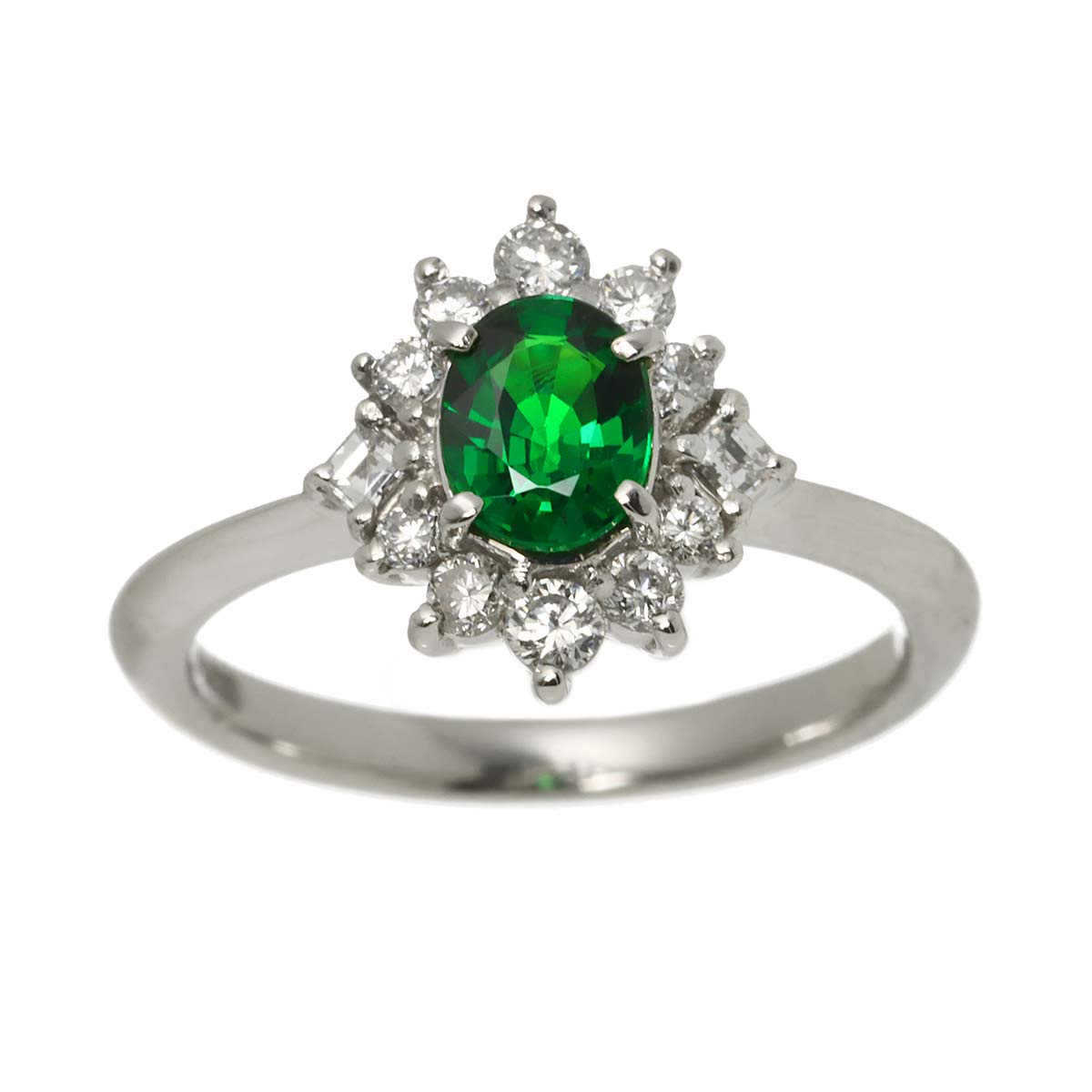Garnet 0.53ct Diamond 0.293ct Ring Pt Platinum size4(US)