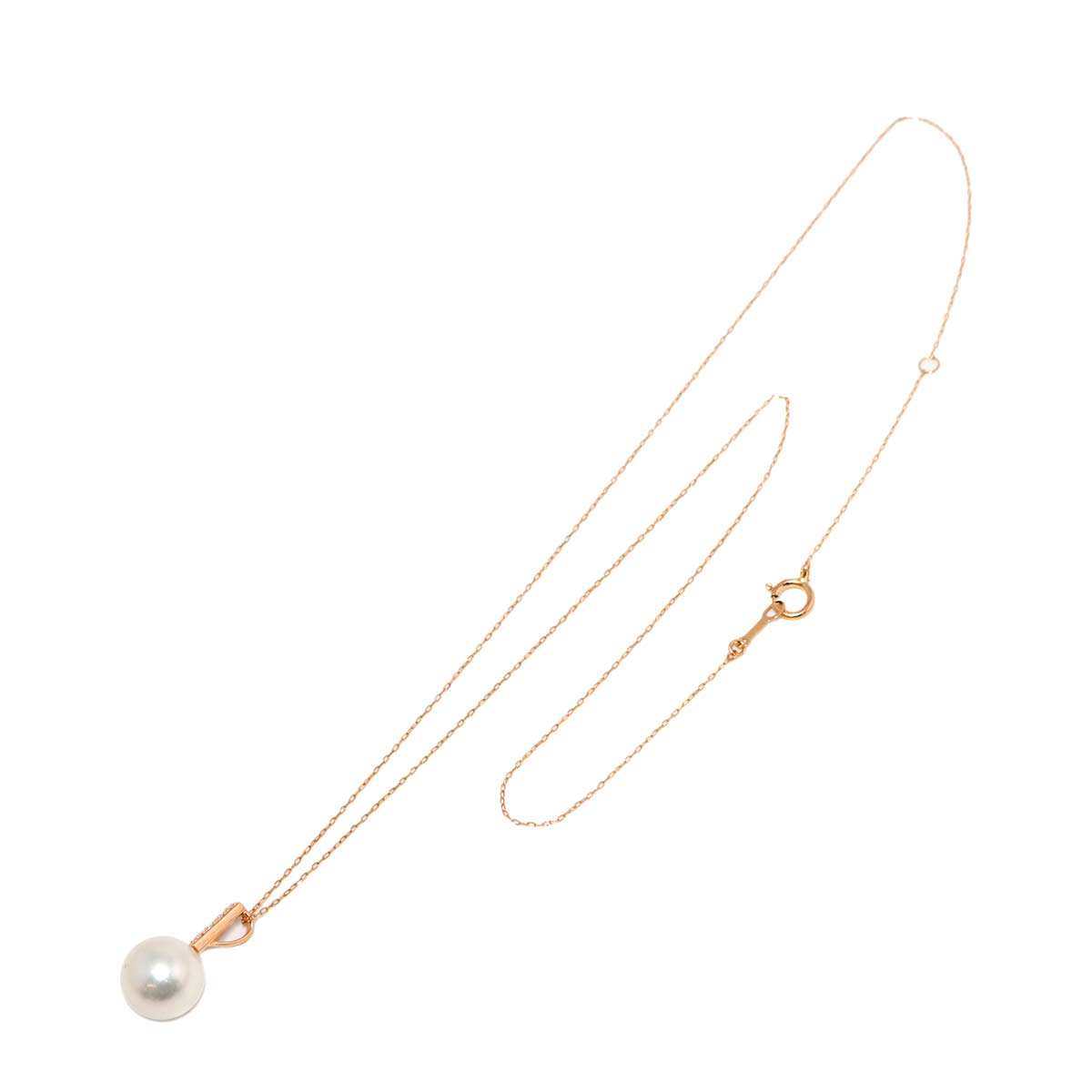 Akoya Pearl 8.6mm Diamond Necklace 18K K18 PG Pink Gold 750