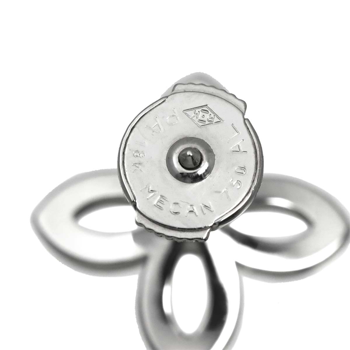 Diamond Flower Earrings Pierced 18K White Gold 750