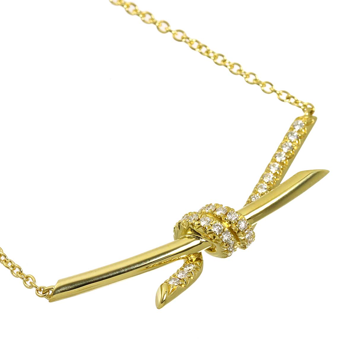 Knot Diamond 0.25ct Necklace 18K Yellow Gold 750