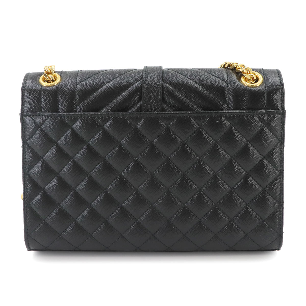 Envelope Medium Chain Shoulder Bag Leather Black 600185