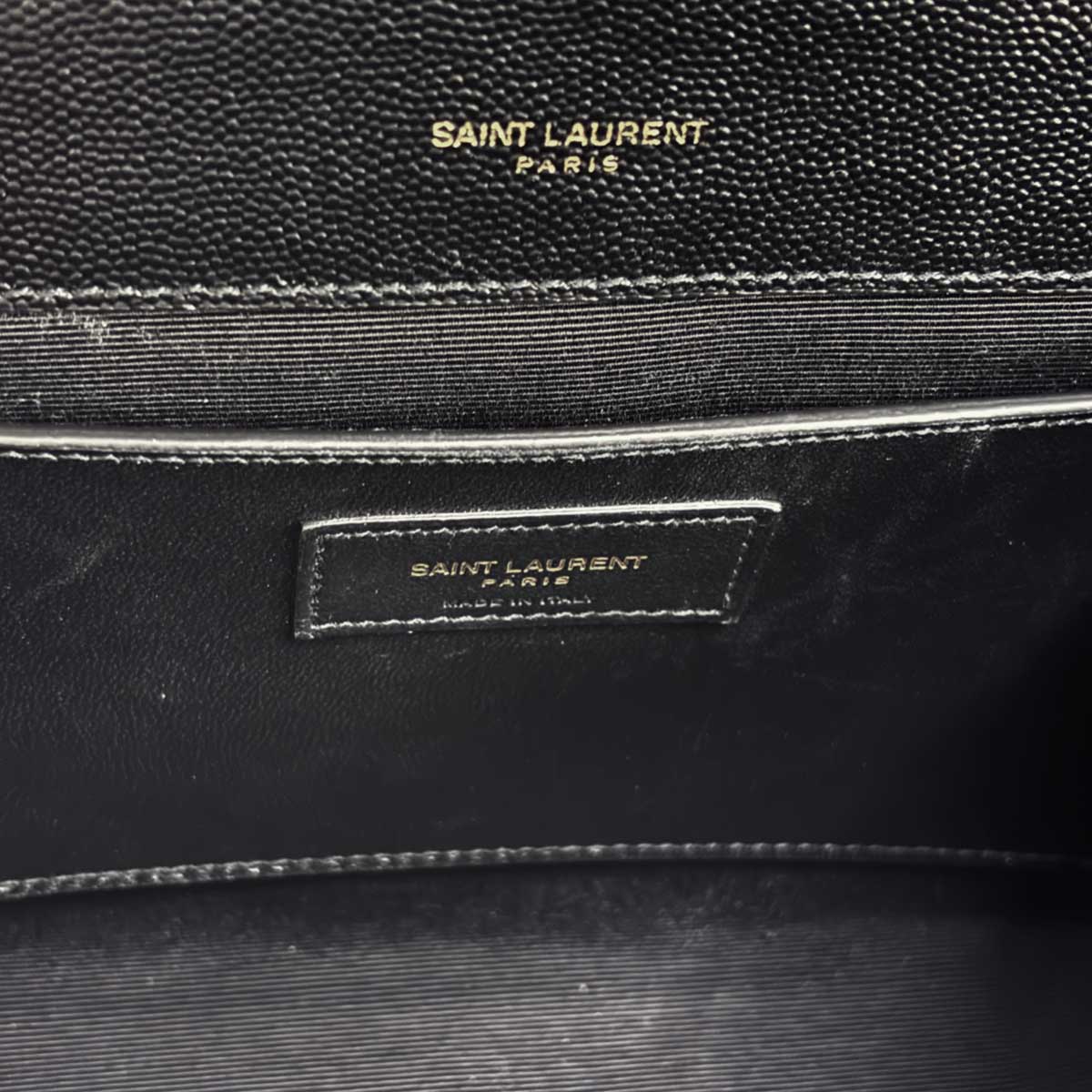 Envelope Medium Chain Shoulder Bag Leather Black 600185