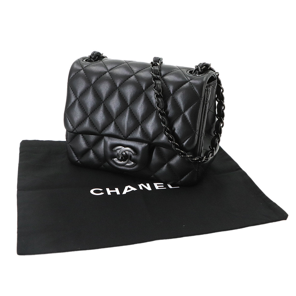 Mini Matelasse Chain Shoulder Bag Leather Black A01115 Purse