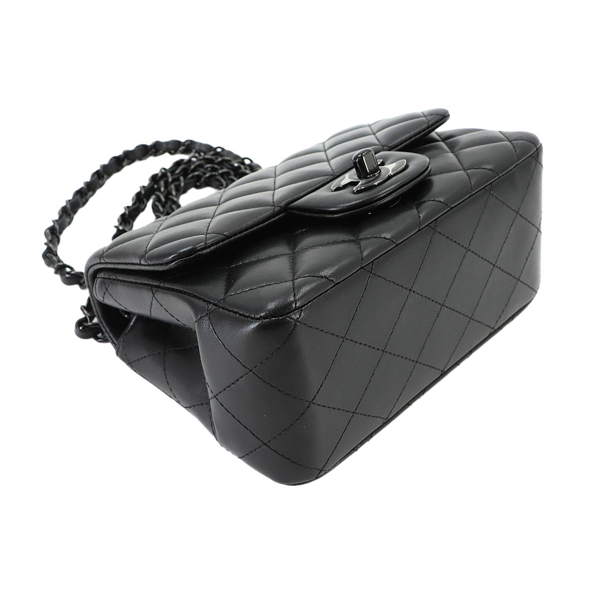 Mini Matelasse Chain Shoulder Bag Leather Black A01115 Purse