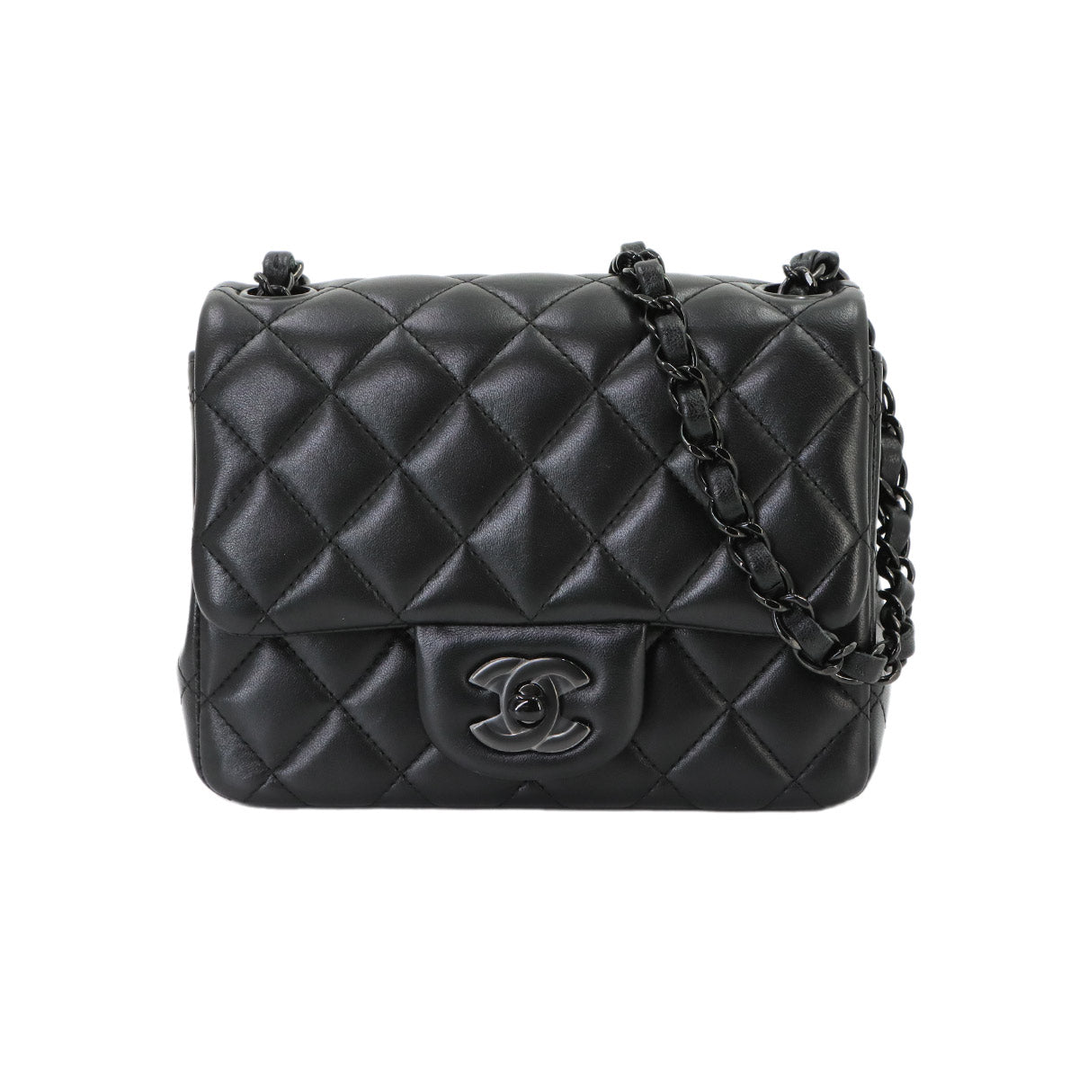 Mini Matelasse Chain Shoulder Bag Leather Black A01115 Purse