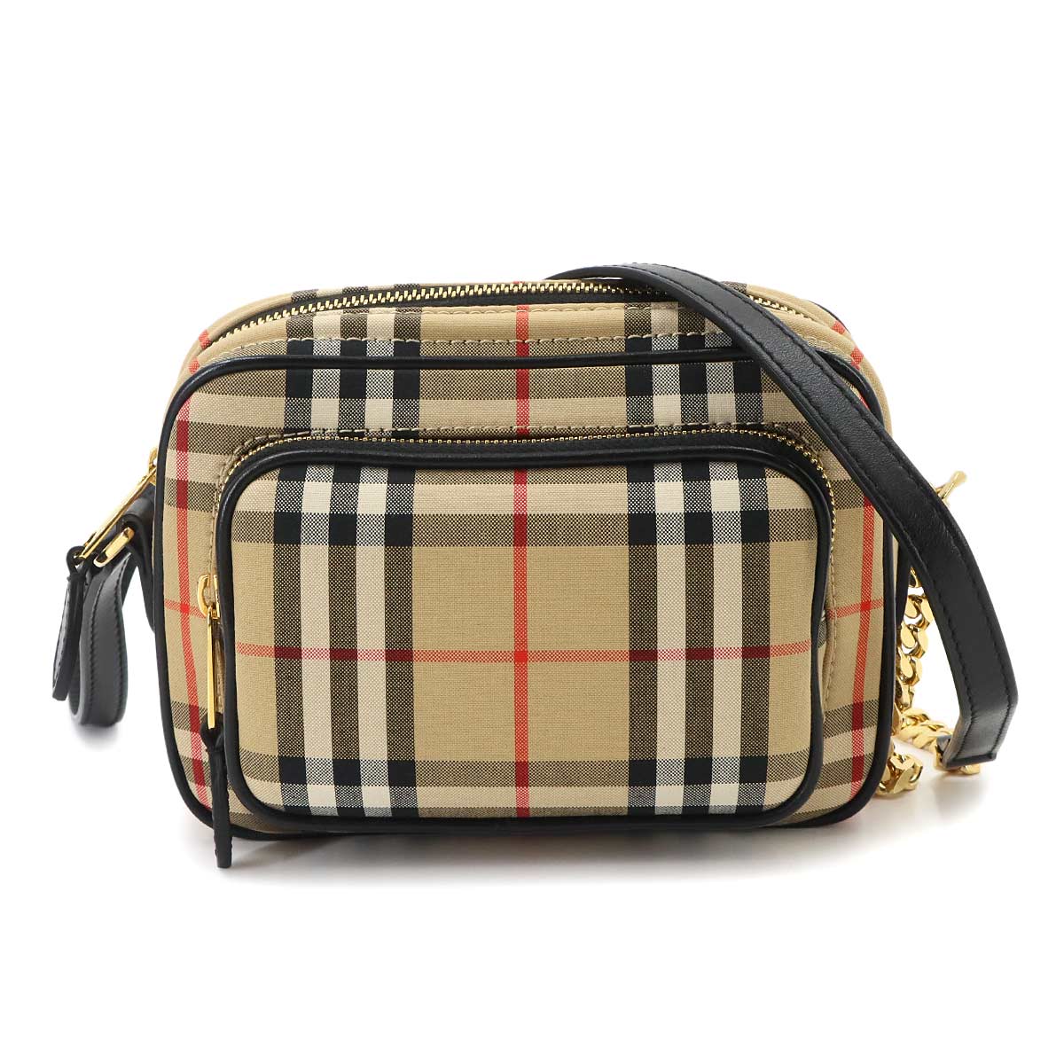Shoulder Bag Leather Canvas Beige 8015946 Purse
