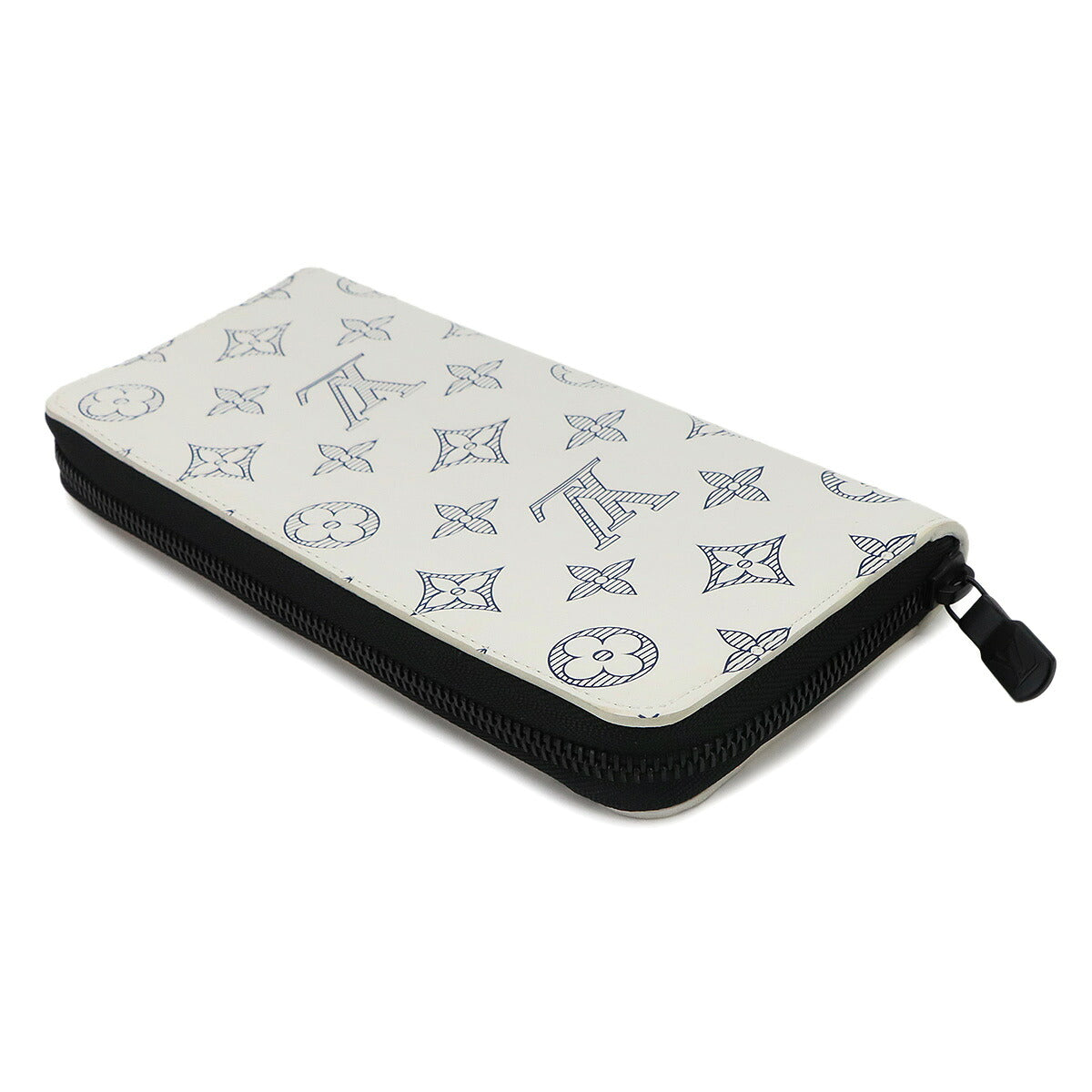 Monogram Shadow Zippy Wallet Vertical White Navy M83381