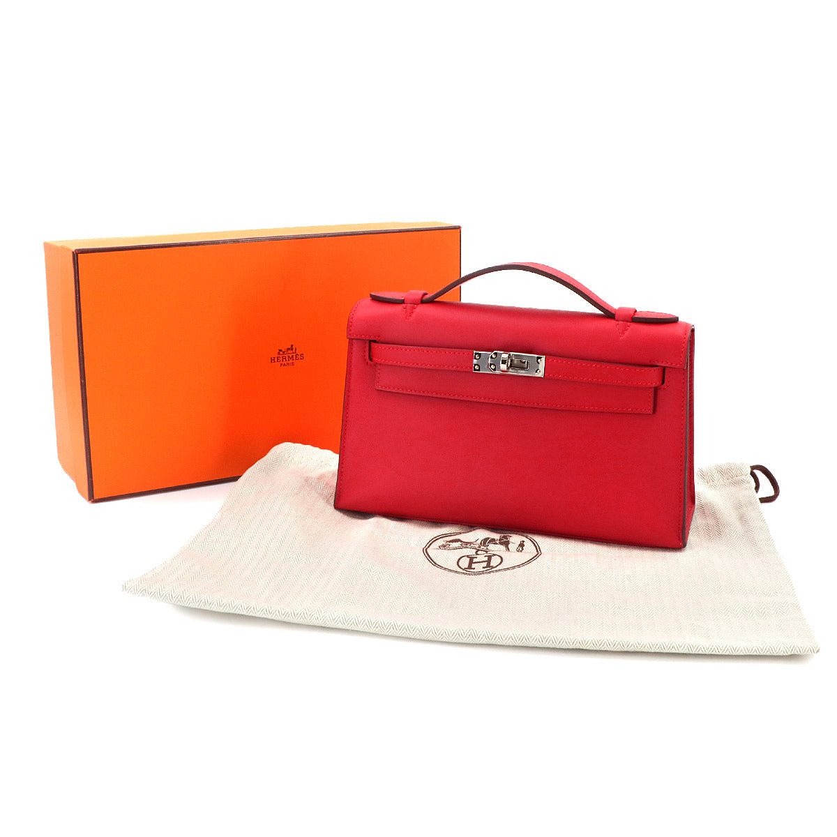 Pochette Kelly Veau Swift Leather Rouge Radieux Hand Bag