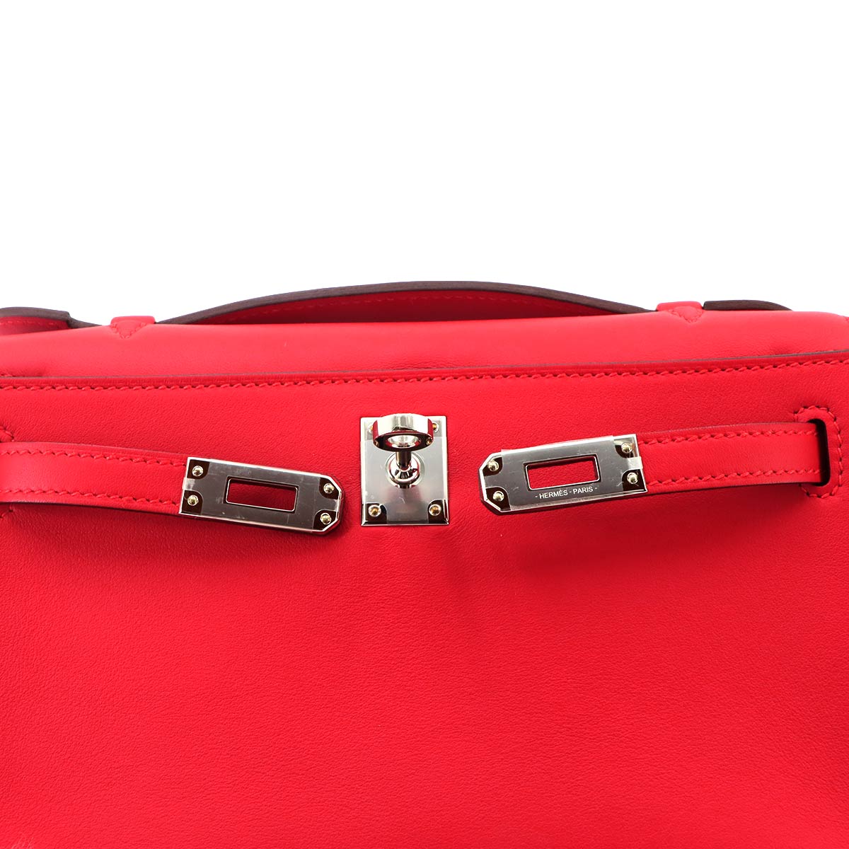 Pochette Kelly Veau Swift Leather Rouge Radieux Hand Bag