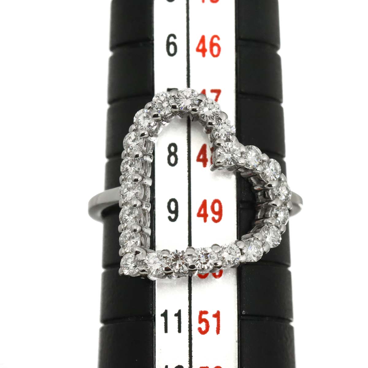 Heart Ring Diamond 18K K18 WG 750 size9 4.75-5(US)