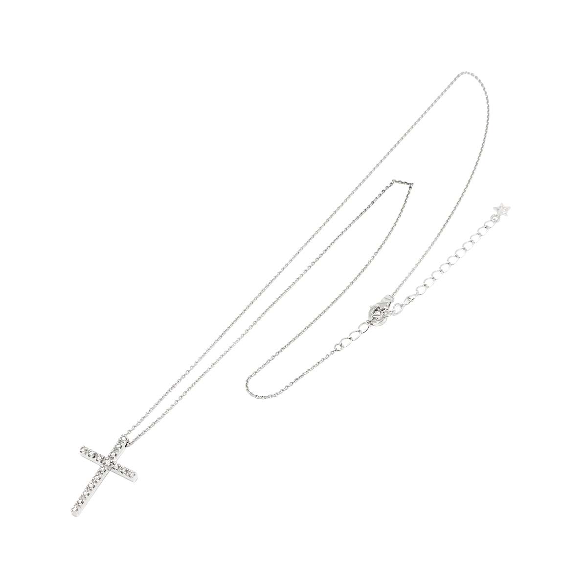 Diamond 0.16ct Cross Necklace 18K WG 750