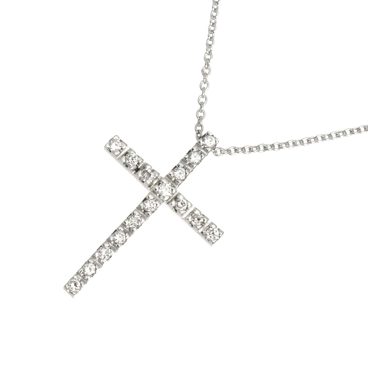 Diamond 0.16ct Cross Necklace 18K WG 750