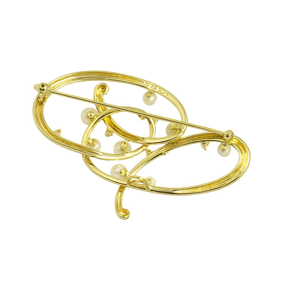 Baby Pearl Diamond 0.07ct Brooch 18K Yellow Gold 750
