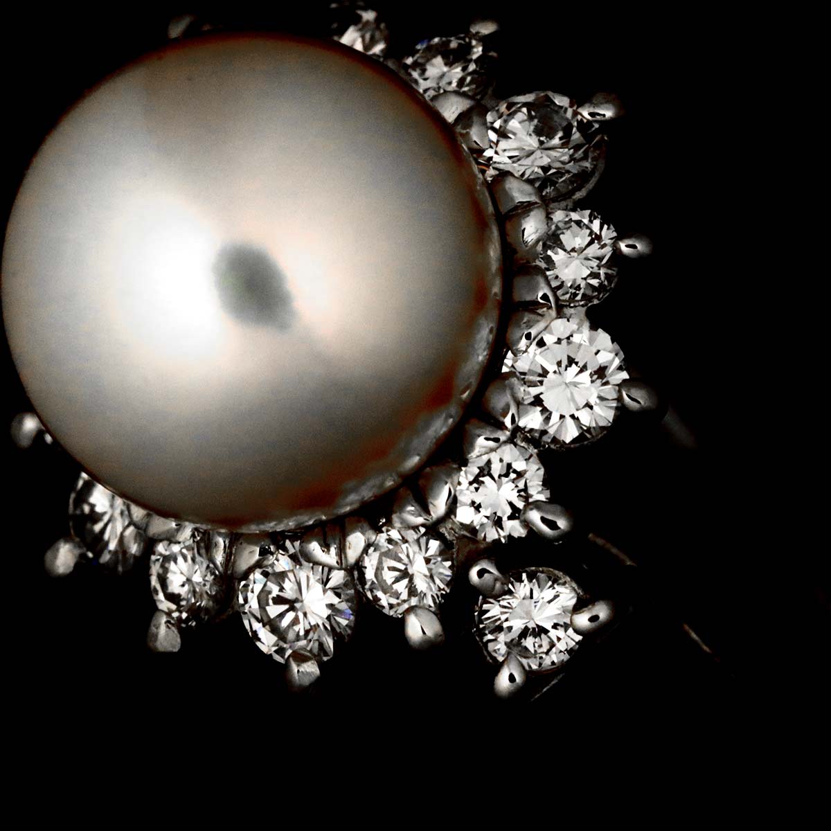 Akoya Pearl 8.8mm Diamond 0.51ct Ring Pt size6.75-7.25(US)