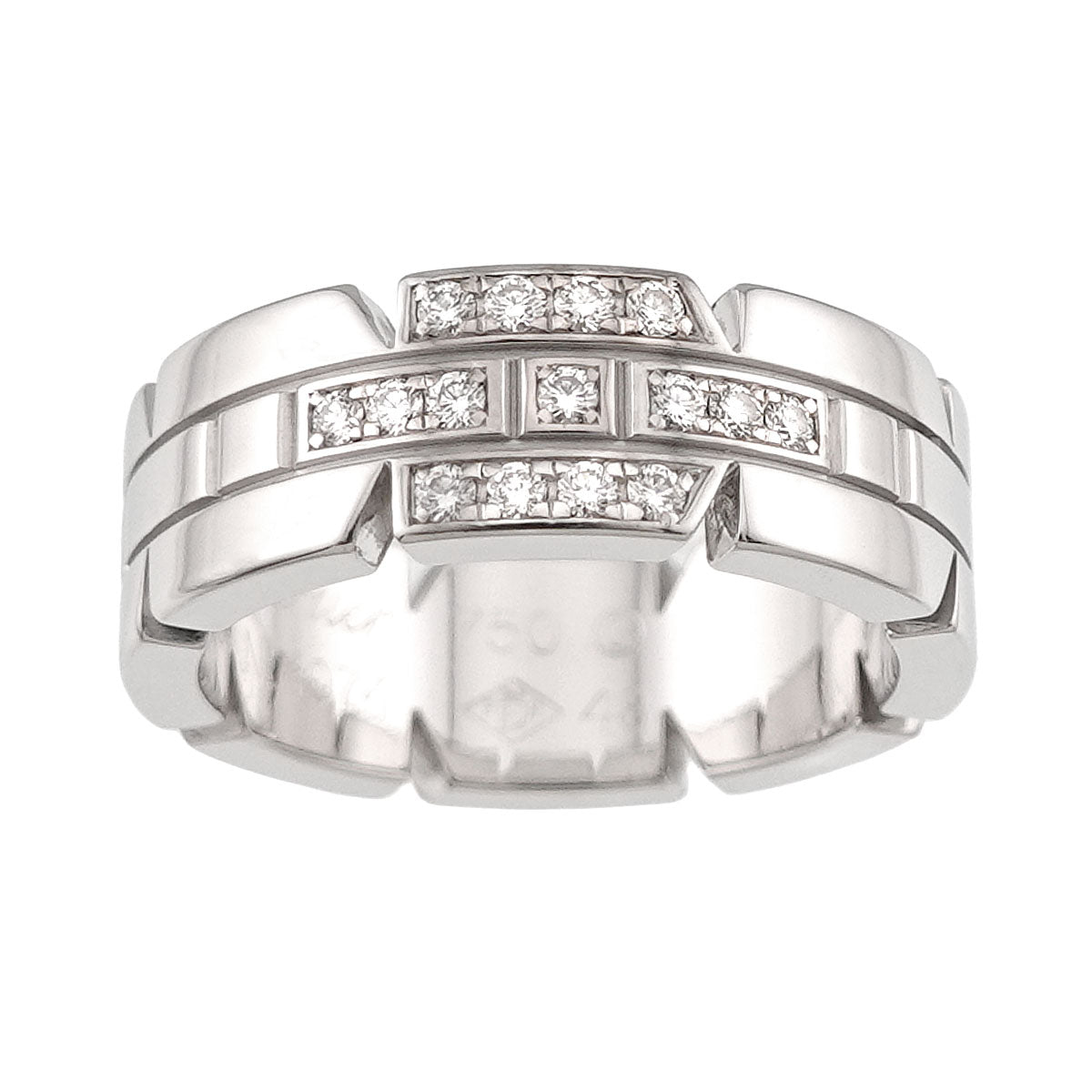 Tank Ring Diamond 18K White Gold 750 size48 4-4.5(US)