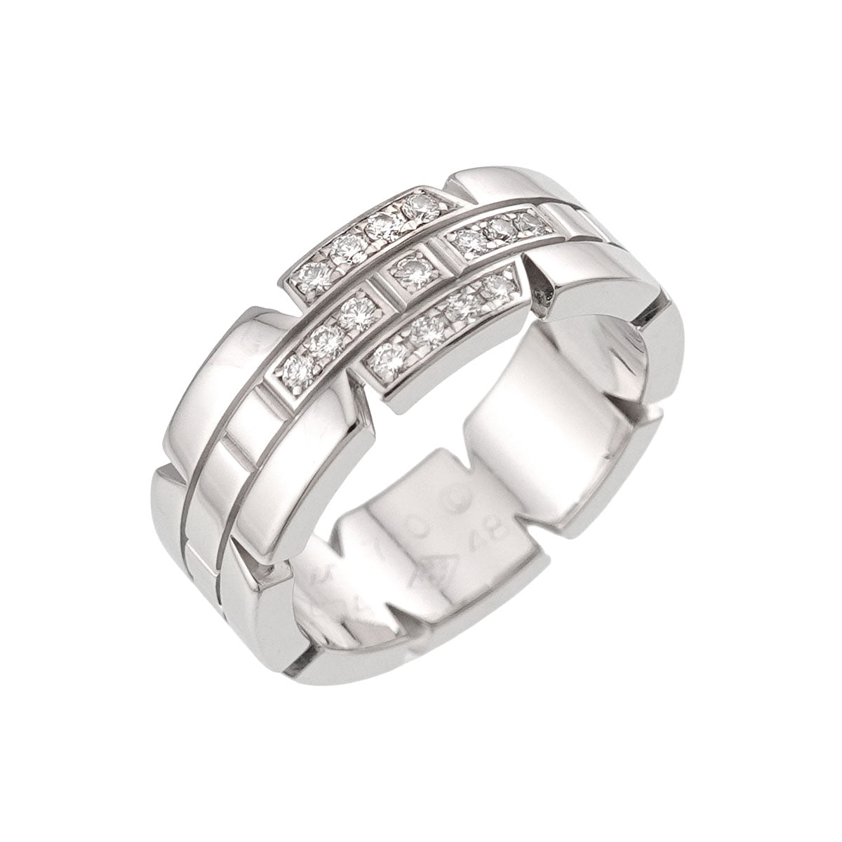 Tank Ring Diamond 18K White Gold 750 size48 4-4.5(US)