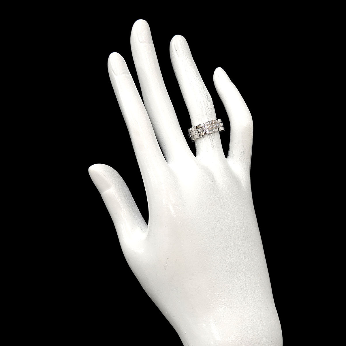 Tank Ring Diamond 18K White Gold 750 size48 4-4.5(US)