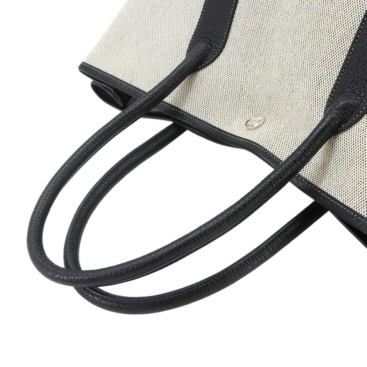 Garden Party PM Tote Bag Toile H Leather Black Gray